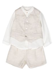 Mimilù shirt waistcoat linen trouser set - Toni neutri