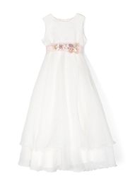 Mimilù floral-appliqué long dress - Bianco