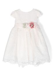 Mimilù floral-embroidered tiered tulle dress - Bianco