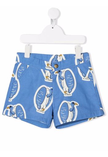 Mini Rodini penguin-print shorts - Blu