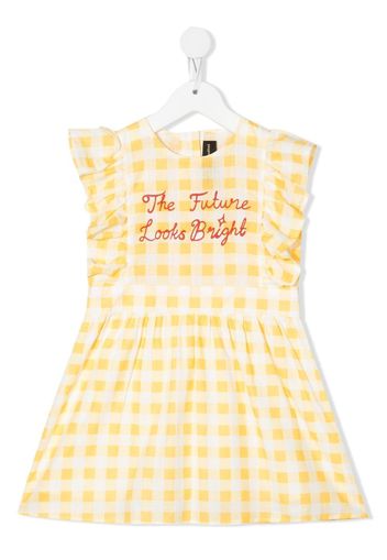 Mini Rodini slogan gingham shift dress - Giallo