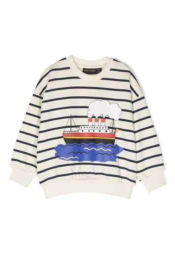 Mini Rodini Ferry Stripe-print organic-cotton sweatshirt - Toni neutri