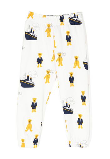 Mini Rodini teddy bear-print cotton track pants - Bianco