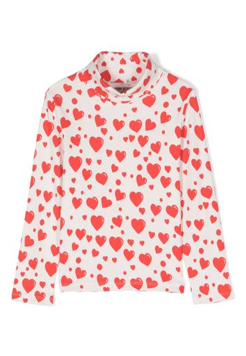 Mini Rodini heart-print long-sleeve T-shirt - Bianco