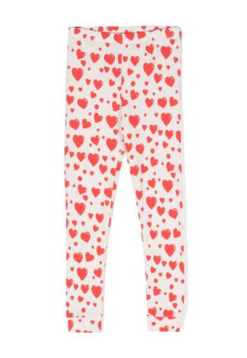 Mini Rodini heart-print organic cotton leggings - Bianco