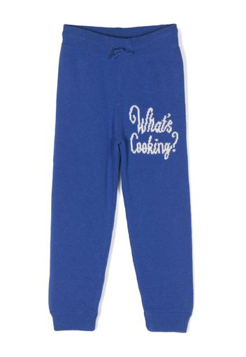 Mini Rodini lettering-intarsia knitted trousers - Blu