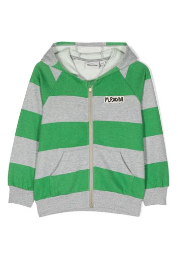 Mini Rodini striped cotton zip-up hoodie - Verde