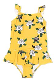 Mini Rodini rose-print ruffled swimsuit - Giallo