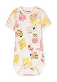 Mini Rodini Cats-print cotton body - Toni neutri