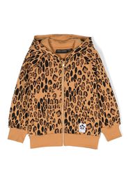 Mini Rodini leopard-print organic-cotton zip-hoodie - Marrone