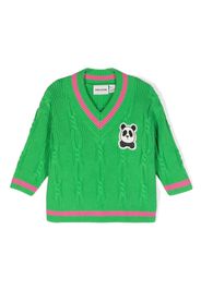 Mini Rodini panda-patch cable-knit jumper - Verde