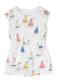 Mini Rodini boat-print organic cotton jumpsuit - Bianco