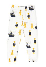 Mini Rodini teddy bear-print cotton track pants - Bianco