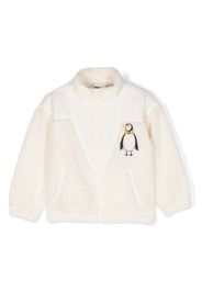 Mini Rodini Penguin Pile zip-up bomber jacket - Bianco