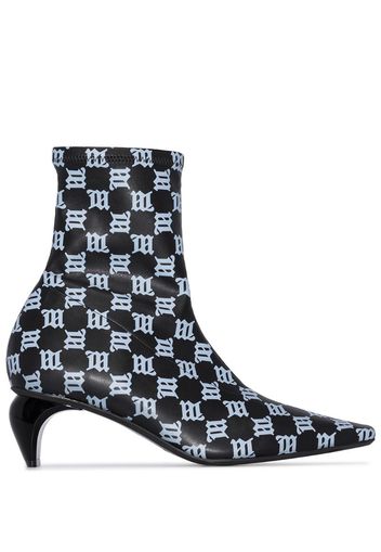 black Sqaure Slicer 45 monogram leather ankle boots