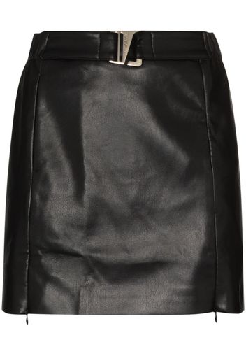belted vegan leather mini skirt