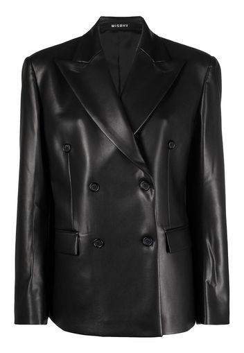 MISBHV double-breasted faux leather blazer - Nero