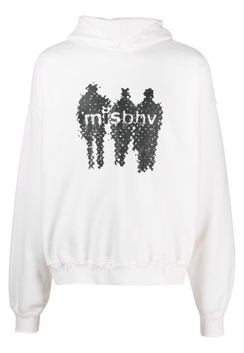 MISBHV Raster-print organic cotton-blend hoodie - Bianco