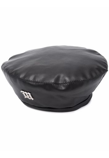 MISBHV faux leather logo-plaque beret - Nero