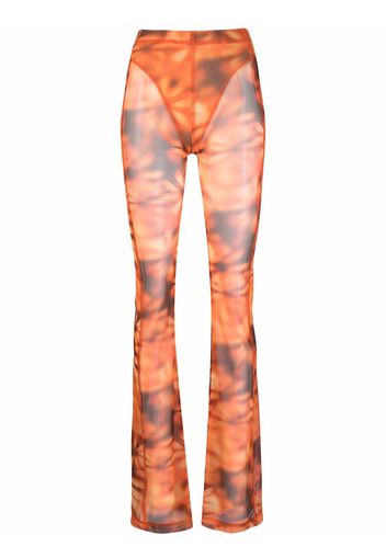 MISBHV abstract-print panelled flared trousers - Arancione