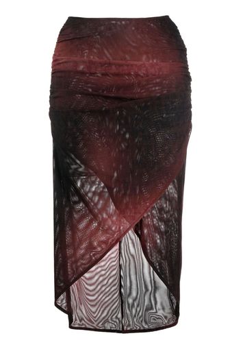 MISBHV gradient-print semi-sheer midi skirt - Rosso