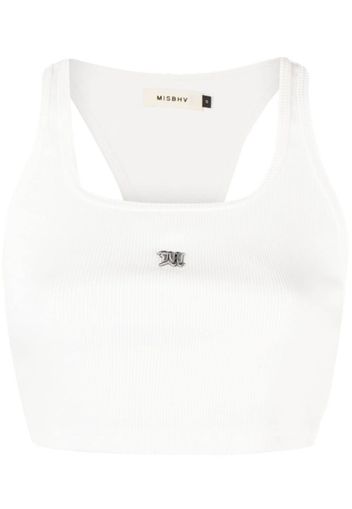 MISBHV logo-embroidered ribbed crop top - Bianco