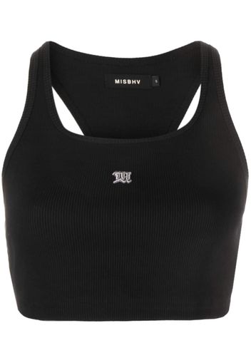 MISBHV logo-embroidered ribbed crop top - Nero