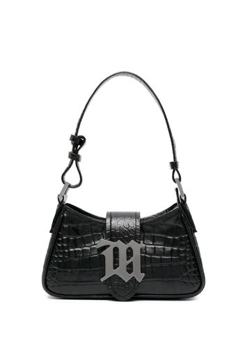 MISBHV logo-plaque croc-embossed shoulder bag - Nero