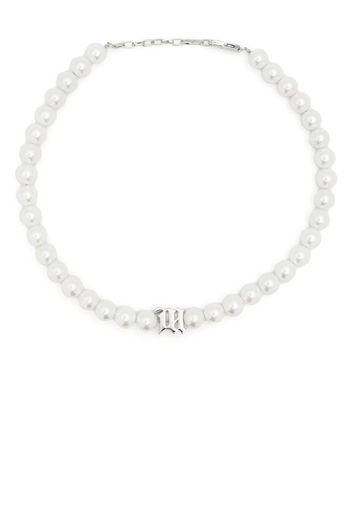 MISBHV logo-plaque pearl necklace - Bianco