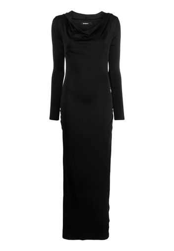 MISBHV draped-neckline hooded maxi dress - Nero