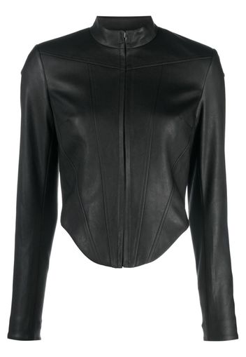 MISBHV corset faux-leather biker jacket - Nero