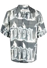 MISBHV linen monogram-pattern shirt - Grigio