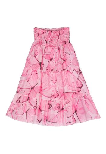 Miss Blumarine butterfly-print layered skirt - Rosa