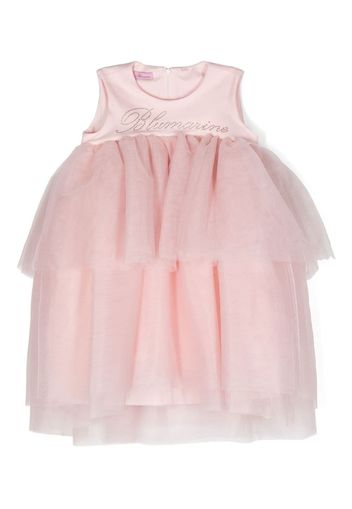 Miss Blumarine sequin-logo layered tulle dress - Rosa