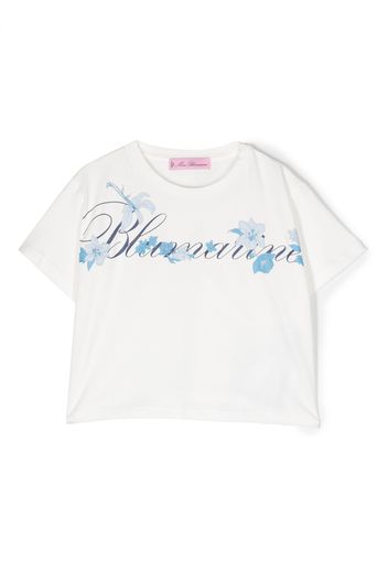 Miss Blumarine logo-print stretch-cotton T-shirt - Bianco