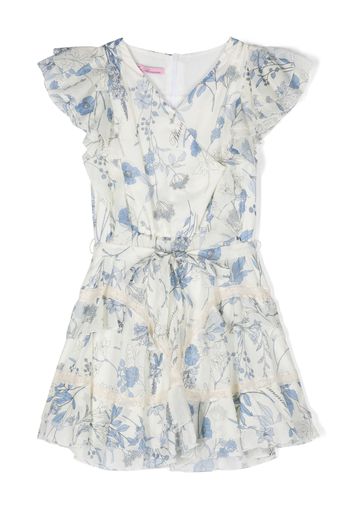 Miss Blumarine floral-print flared dress - Toni neutri