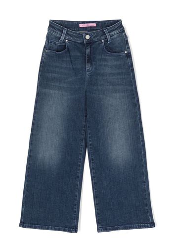 Miss Blumarine logo-patch wide-leg jeans