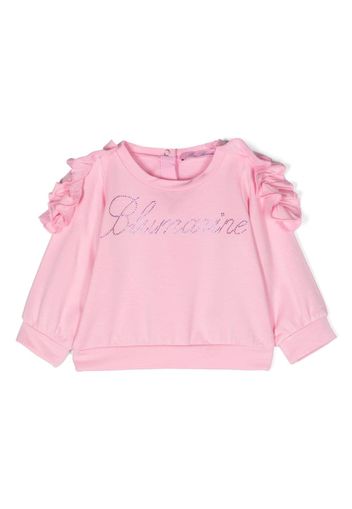 Miss Blumarine logo-embellished ruffled sweatshirt - Rosa