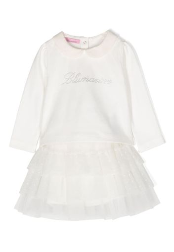 Miss Blumarine rhinestone-embellished tulle dress - Bianco