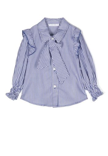 Miss Grant Kids striped ruffle-trim shirt - Blu