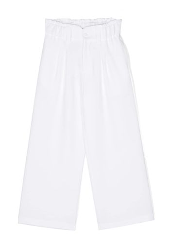 Miss Grant Kids notched waistband wide leg trousers - Bianco