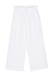 Miss Grant Kids notched waistband wide leg trousers - Bianco