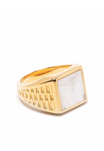 Missoma fused mother of pearl woven signet ring - Oro