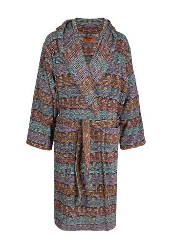 Missoni Home striped towelling hooded bathrobe - Blu