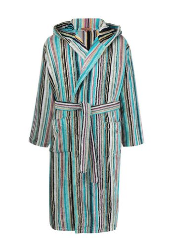 Missoni Home striped tie-fastening bath robe - Blu