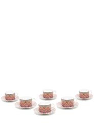 Missoni Home set of six zigzag-print tea cup set - Rosa