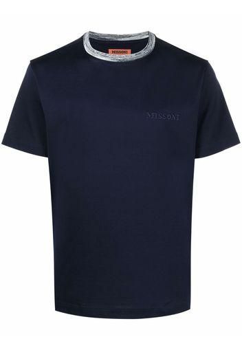 Missoni logo embroidered cotton T-shirt - Blu