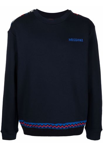 Missoni zig-zag detail logo sweatshirt - Blu