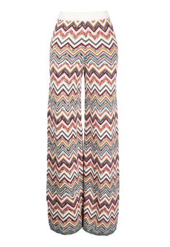 Missoni zigzag-knit wide-leg trousers - Bianco