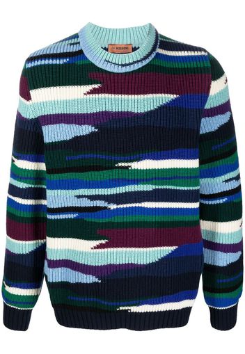 Missoni abstract-pattern ribbed-knit jumper - Blu